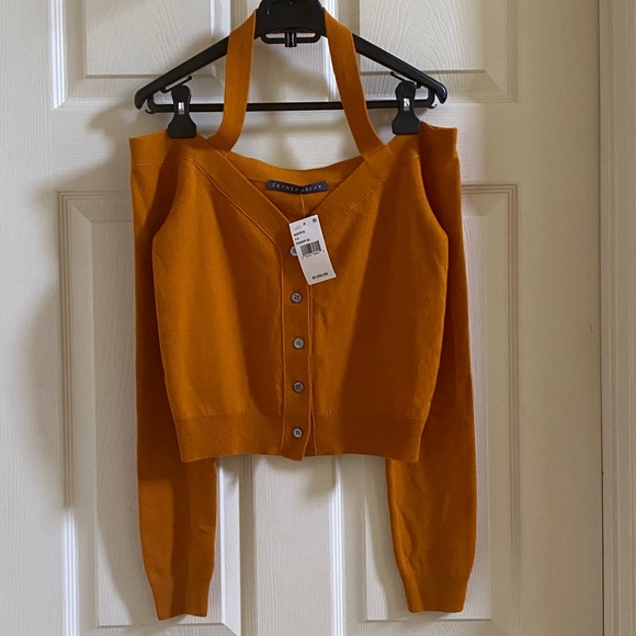 Zeynep Arcay Cashmere Cold Shoulder Halter-Neck Cardigan New With Tags - Picture 10 of 14